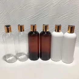 Storage Bottles 20pcs 300ML Gold Disc Top Cap White Black Brown Bottle Empty Plastic PET Lotion Travel Size For Shampoo