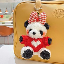 Plush Keychains Creative Sweater Panda Cartoon Animal Soft Toy Hobbies Filling Knitted Doll Backpack Keychain Girl Birthday Gift S2452803{category}1