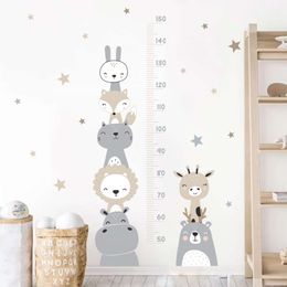 Cartoon Baby Height Measurement Lion Animals Wall Sticker Stars Vinyl Children Nursery Art Decals for Kids Room Home Decoration L2405