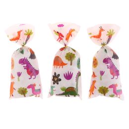 25 Pcs Cute Dinosaur Plastic OPP Flat Pocket Children's Day Gift Bag Candy Cookies Packaging Bag Kids Jungle Animal Party Decor