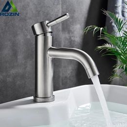 Bathroom Sink Faucets Brushed Nickel Cold Water Basin Faucet Single Handle One Hole Vessel Mixer Tap Anti-Splash Washing Taps