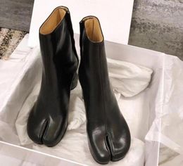 Design Tabi Boots Split toe Chunky High Heel Leather Zapatos Mujer Fashion Autumn Women Shoes Botas 59El1088099