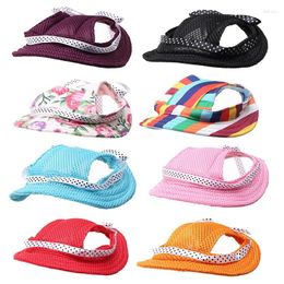 Dog Apparel Pet Sun Visor Hat Princess Cap Round Brim Protection Caps With Ear Holes And Chin Strap For Chihuahua Yorkshire Schnauzer