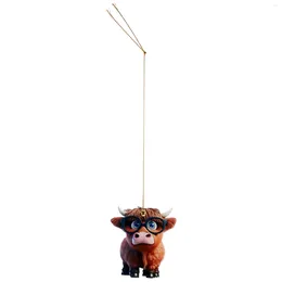 Decorative Figurines Highland Cow Pendant Acrylic Ornament Cattle Hanging Cows Crafts Decors Christmas Tree Decorations
