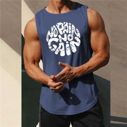Men's Tank Tops Mens Tank Top Summer Sports Fitness Round Neck Quick Drying Elastic Breathable Sleeveless T-shirt Gym Running Training Clothing Tank Top Y240522