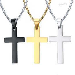 Herren Edelstahl Kreuz Anhänger Halsketten Männer Religion Glaube Kruzifix Charm Stahlkette für Frauen Mode Schmuck Geschenk GB1439 K80I