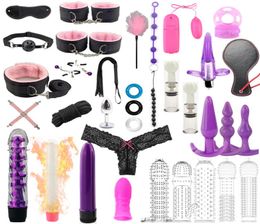35 Pcsset Toys for Adults Sex Products bdsm Sex Bondage Set Handcuffs Dildo Vibrator Whip Erotic Adult Game Sex Toys for Women Y25247086