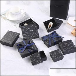 Jewelry Boxes Display Jewelryprint Leaves Black Jewelry Boxes Organizer Storage Constellation Stud Gift Case Necklace Earrings Ring Bo Dhgjv
