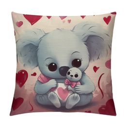 Just a Girl Who Loves Koalas Throw Pillow Case, Koala Lover Gifts, Women Girls Kids Gifts, Cute Cartoon Koala Decorative Cushion Cover for Sofa Couch Bed