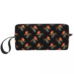 Cosmetic Bags BMX Watercolor On Black Makeup Bag Organizer Storage Dopp Kit Toiletry For Women Beauty Travel Pencil Case