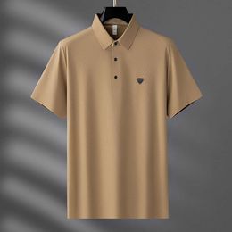 UM2V Men's Polos Summer High-end Ice Silk Polo Shirt Short Sleeved Mens Casual Slim Fit Seamless Lapel T-shirt Top Thin