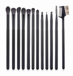 12pcs Black makeup brushes set Eye Shadow Eyebrow Lip Eyelash Eyeliner Brush Eyebrow Brush and Comb Cosmetic Beauty Tools Make Up 8284661