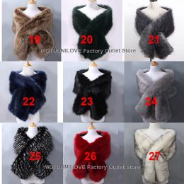 Luxurious Women Long Faux Fur Shawl Bridal Stole Cover Up Winter Super Soft Bolero Scarf Cape for Evening Wedding Party Coat