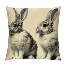 Easter Rabbits Throw Pillow Case Cushion Cover Spring Home Decoration
