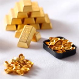 10pcs Mini Treasure Silver Ingot Dollhouse Miniature Items Gold Ingot Copper Coins Model Ornaments BJD Dolls House Accessories