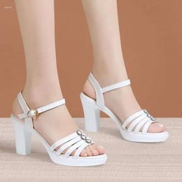 Toe Women s Sandals Summer Open for Chunky High Heel White B bd3 Sandal