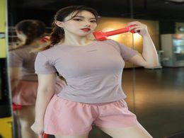 Top women Super good quality elastic tightfitting yoga clothes Quick Dry Fitness Wear pink and violet color3810738