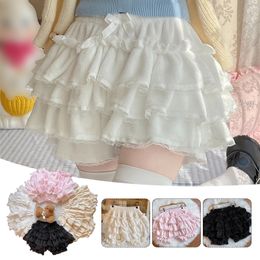 Layered Ruffle Pumpkin Pants Lantern Shorts Y2k Sweet Lolita Bloomers Autumn Winter JK Velvet Shorts Cake Skirts Safety Panties