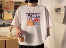 Print Harajuku T Shirt for Men and Women Graphic Summer Loose Tee Ulzzang Korean Style Tops Hip Hop Short Sleeve White Black Men5370623