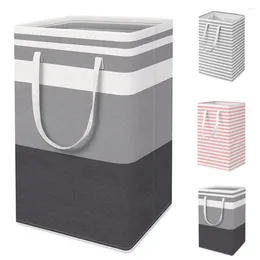 Laundry Bags 75000ml Basket With Double Handle Striped Printing Collapsible Dirty Clothes Hamper Bathroom Gadget For Daily Use