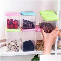 Storage Boxes Bins Kitchen Half Food Box Tank Airtight Plastic Containers Sealed Cans For Coarse Cereals Grains Drop Delivery Home Dhouq