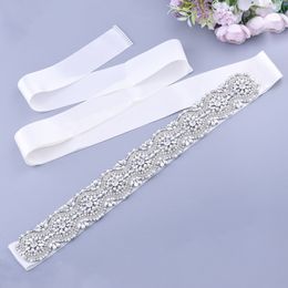 S04 Bridal Sash Silver Rhinestone Crystal Wedding Belts for Dresses Women Bridal Wide Belt for Coats Wedding Accessories