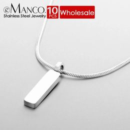 10PCS Simple fashion Square Pendant Necklace White Gold Stainless steel Collarbone chain does not lose Colour Wholesale 240529