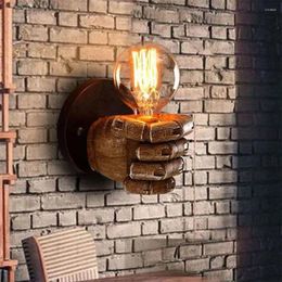 Wall Lamp Retro Resin Fist Bulb Sconces Fixture Home European Style Left Hand Right Lighted Indoor Crafts