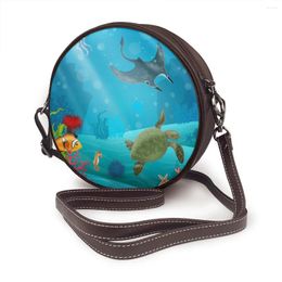 Shoulder Bags OLN Underwater Cartoon Sea Animals Plants Landscape Bag Round Small Women Fashion Summer Messenger Crossbody