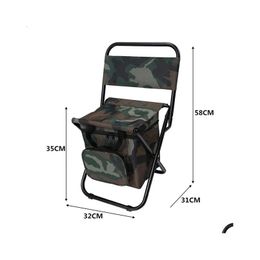 Camp Furniture Outdoor Folding Chair Cam Fishing Stool Portable Backpack Cooler Insated Picnic Tools Bag Hiking Seat Table 240124 Drop Dhtpg