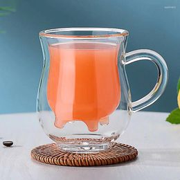 Wine Glasses Double Wall Milk Glass Cup Cow Udder Shape Tea Juice Water Coffee Mug Handle Clear Beer Jar Kitchen Drinkware
