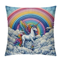Dreamy Unicorn Theme Room Decor Throw Pillow Case Cushion Pillow Cover Square 18" x 18",Girls Sofa Car Bed Party Bedroom Office Decorative
