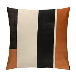 Burnt Orange Decorative Throw Pillow Cover Striped Patchwork Cushion Case Modern Pillowcase for Sofa Couch Bedroom Living Room Home Decor