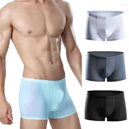 Underpants Summer Casual Sexy Men Solid Colour Thin Breathable Seamless Bulge Pouch Boxers Briefs Underwear Male Homme