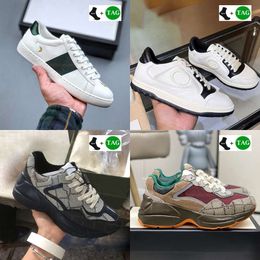 2024 Designer Rhytons Casual shoes men women platform sneakers canvas multicolor daddy shoe mens fashion Vintage Leather printed trainers Size 36-45 5f1