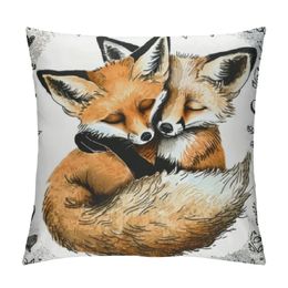 Fox Throw Pillow Covers, Cute Fox Pillow Case Fox Cushion fodral Dekorativa fyrkantiga kuddfodral för soffan Soffa sovrum