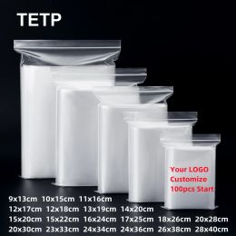 TETP 100Pcs Transparent Ziplock Bags Jewellery Book Storage Packaging Reclosable Organise Kitchen Food Fresh Support Customised
