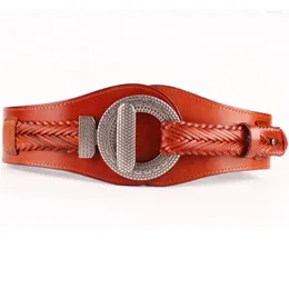 Belts Women's High-quality Wide Girdle Woven Fashion Stretch Simple Leather Retro Designer Belt For Woman