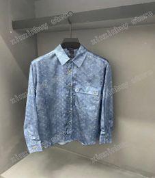 21ss men printed t shirts Water wash Silk Long Sleeve Shirt clothes mens tag letter polo Black white blue 085244462