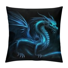 Cool Blue Dragon Decorative Throw Pillow Case Cushion Cover Pillowcase for Couch Sofa Bed,