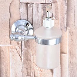 Liquid Soap Dispenser Polished Chrome Brass Wall Mounted Kitchen Bathroom Sink Basin Accessory Glass Tba788