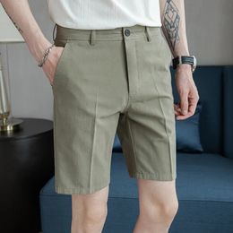 Plain Mens Suit Shorts Business Casual Cropped Trousers Young Slimfitting Lightweight and Durable Shorts2836 240529