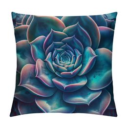 Succulents Cactus Pillow Covers Green Cactus Flowers Decorative Throw Lumbar Pillow Case for Home Sofa Couch Cushion Cover