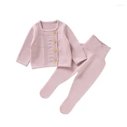 Clothing Sets Born Baby Clothes Spring Autumn Infant Boys Girls Solid Jackets Tops Pants Leggings Outfits 2pcs Toddler Outwear Costume