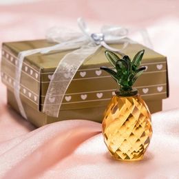 Party Favor Choice Crystal Pineapple Figurines With Gift Box Packing Home Decoration Ananas Ornament Tropics Wedding Favors 1-PCS