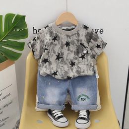 Clothing Sets Toddler Boy Infant Clothes Set 2024 Summer Outfits For Kids Halo Stained Pentagram Short Sleeve T-shirts And Shorts Boys Suit