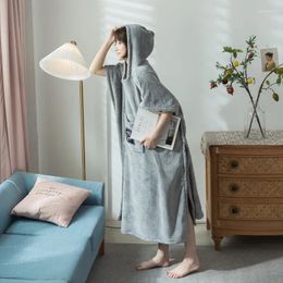 Home Clothing One-piece Dress Short Sleeve Soft Cotton Wool Hooded Skirt Bathrobe Pyjamas Towel Cape Bath Robe Silk Long