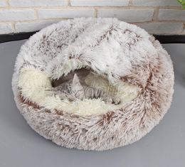 Cat Beds Furniture Plush Pet Dog Bed House Warm Round Kitten SemiEnclosed Winter Nest Kennel Cats Sofa Mat Basket Sleeping Bag 2759818