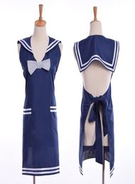 1pc Sexy Women Japanese Navy Sailor Collar Apron Korean Fashion Princess Maid Apron Dress High Quality1968123