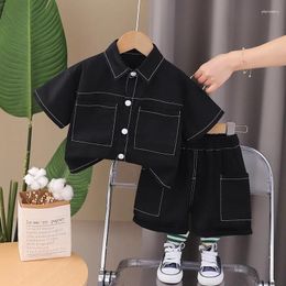 Clothing Sets 2024 Kids Summer Infant Clothes For Baby Boy 9 To 12 Months Solid Colour Short Sleeve Shirts And Shorts Boutique